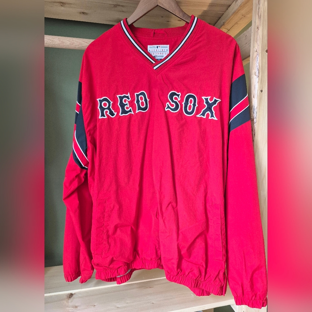 Red Red Sox Unisex Pullover Jacket With Pockets And Side Zipper Size XL